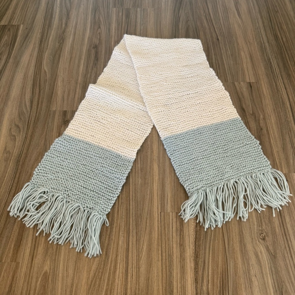 Handmade Crochet Blue and White Winter Scarf